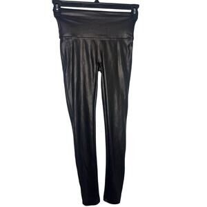 Spanx Faux Leather Leggings Women's Size Medium Black Athleisure Active